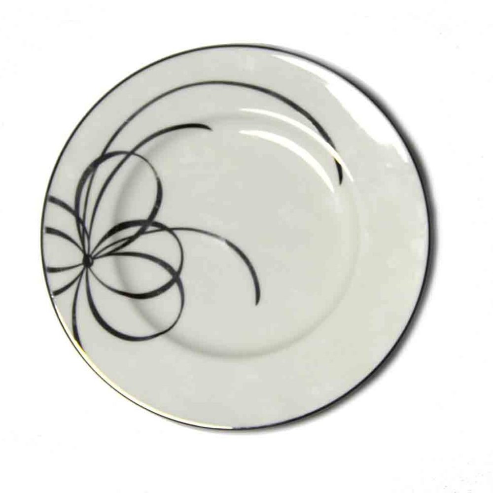 NEW Kate Spade Lenox Bone China Accent Plate White Platinum Ribbon Bow 9 inch